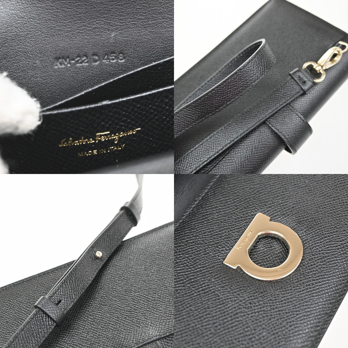 SALVATORE FERRAGAMO Logo Gancini Mini Shoulder Bag Leather Black GHW 37YH951
