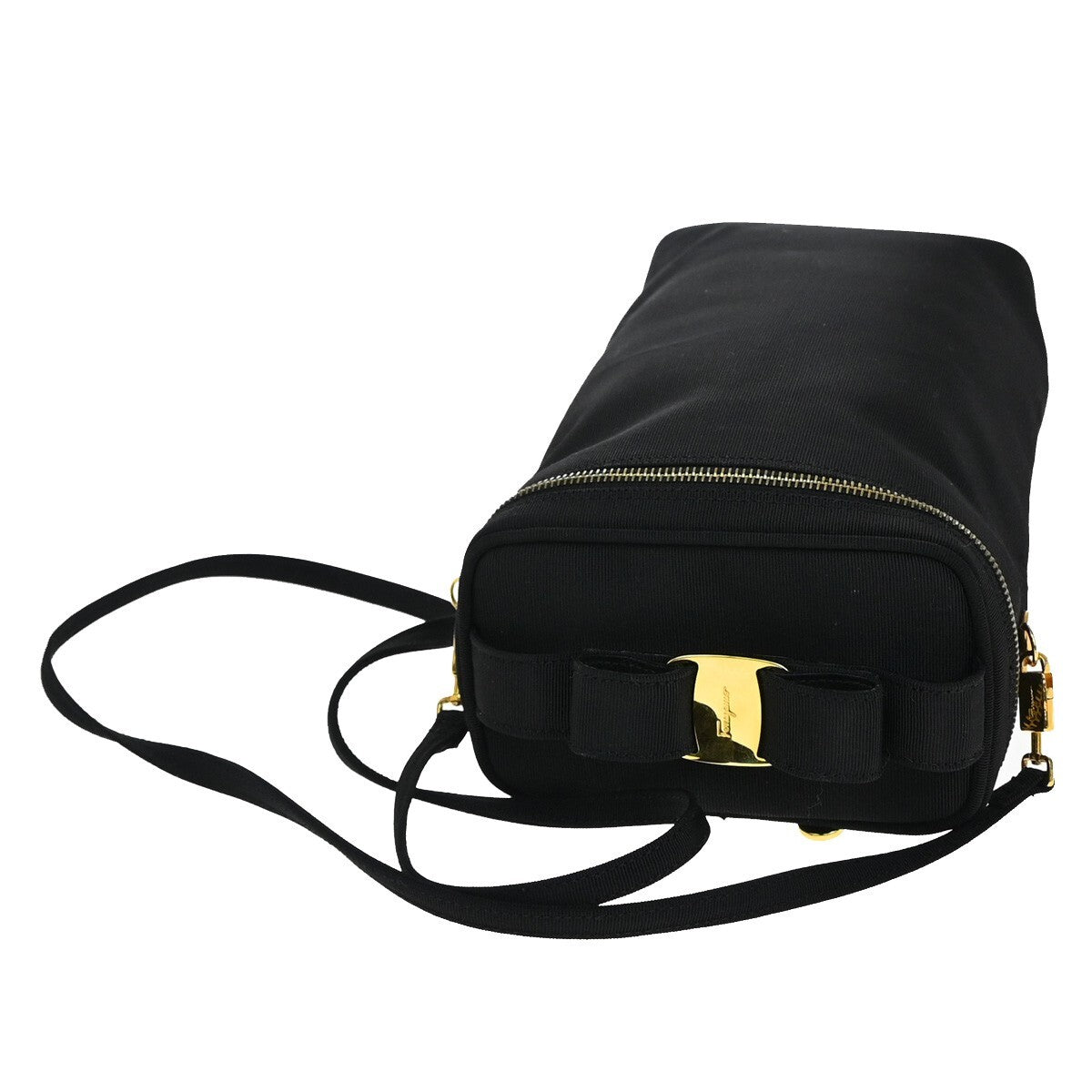 SALVATORE FERRAGAMO Vara Vanity 2Way Shoulder Bag Nylon Leather BK GHW 64YH431