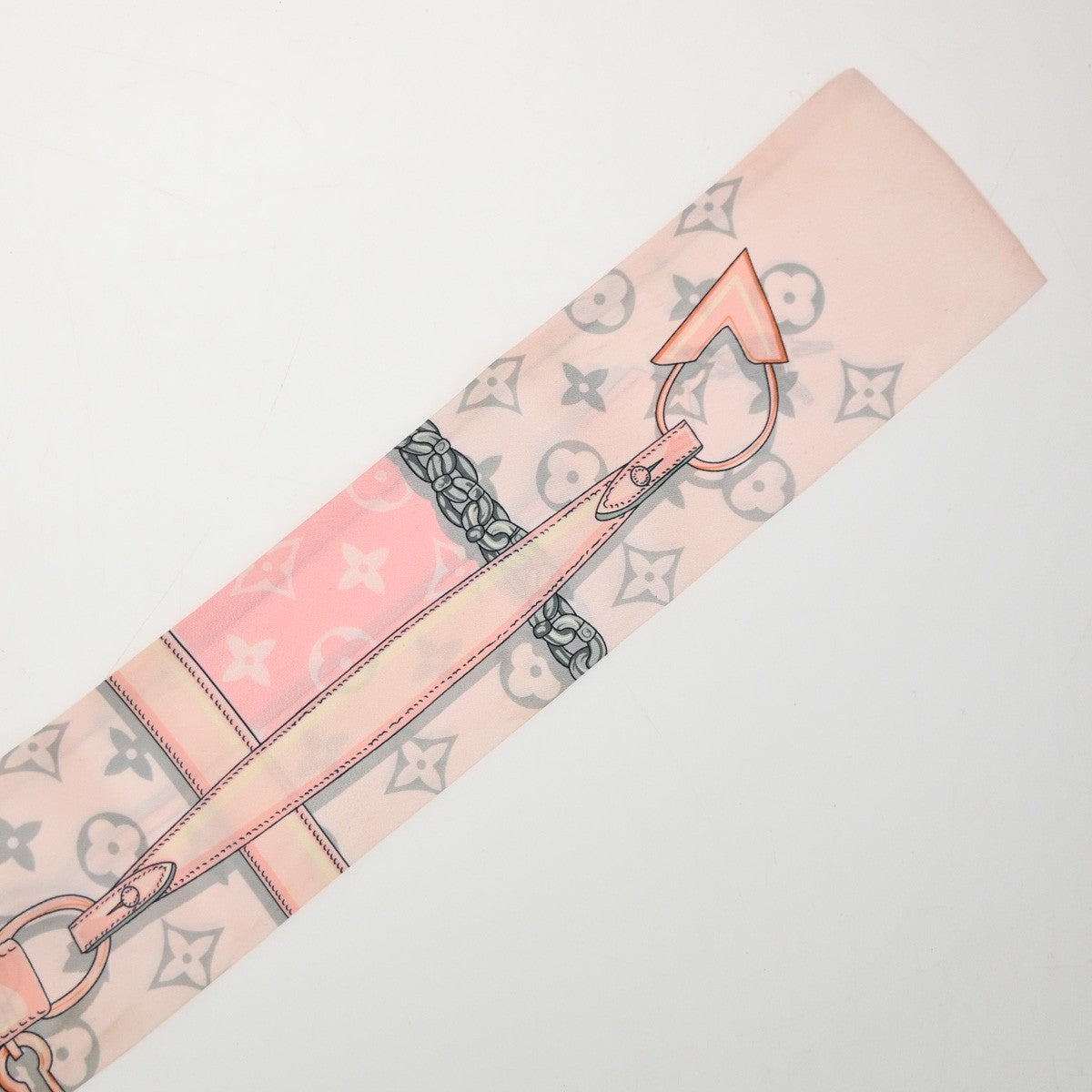 LOUIS VUITTON Monogram Confidential Bandeau Scarf 100% Silk Pink M70637 09MA607