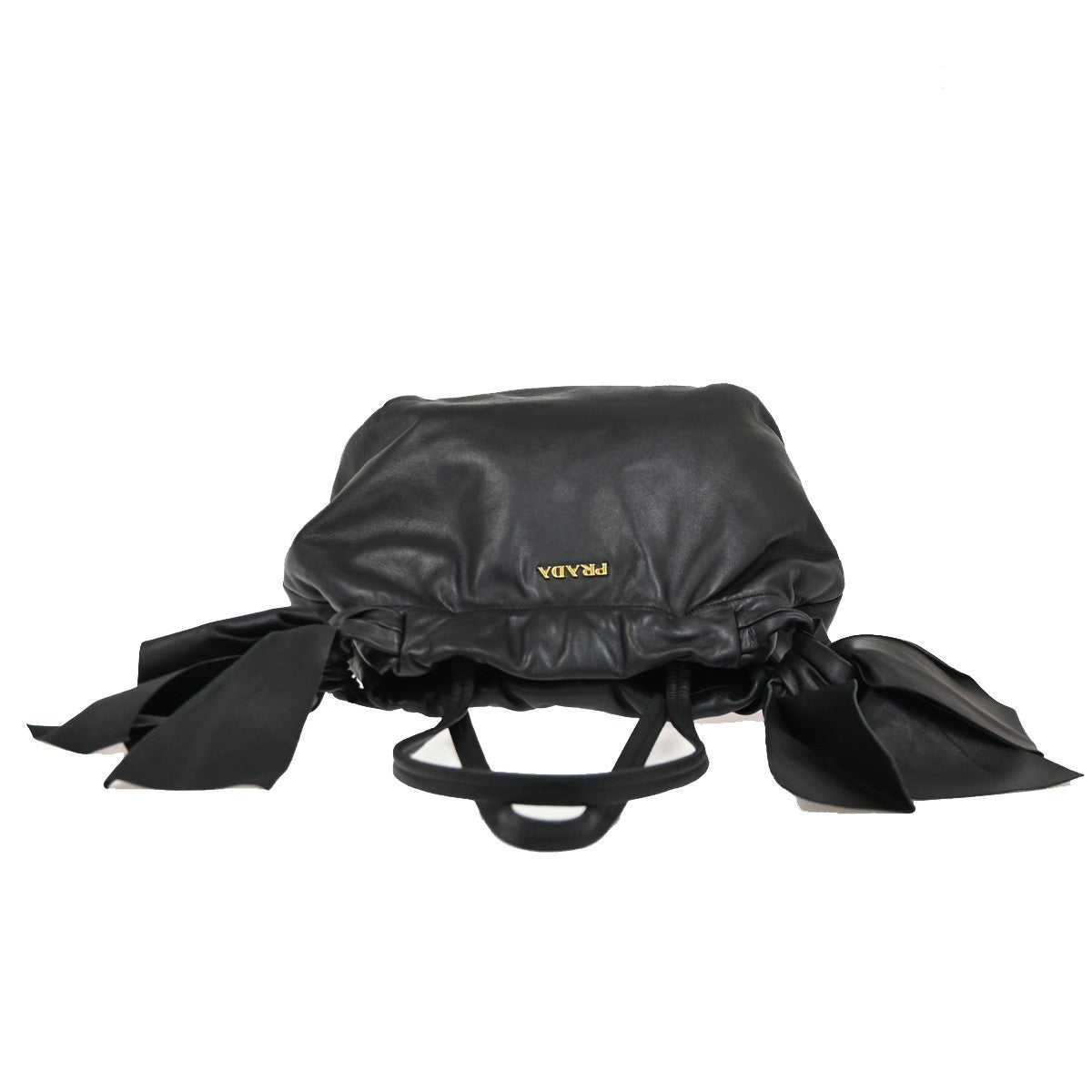 PRADA Logo Bow Shoulder Hand Tote Bag Nappa Leather Black GHW Italy 76KC644
