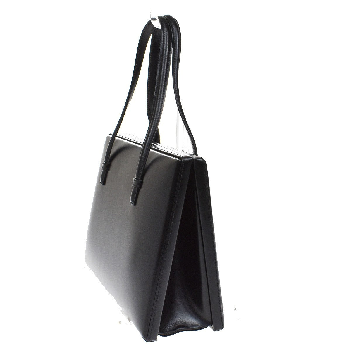 LOEWE Logo Hand Bag Calf Leather Black GHW Spain 76CA055