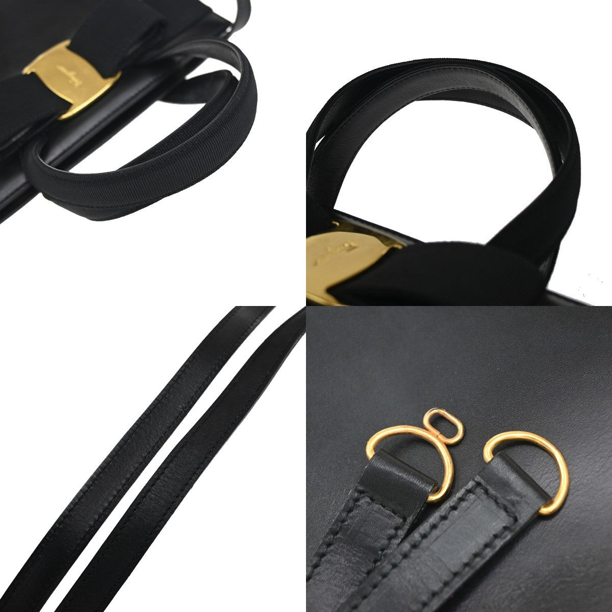 SALVATORE FERRAGAMO Logo Vara 2Way Shoulder Hand Bag Canvas Leather BK 86EF774