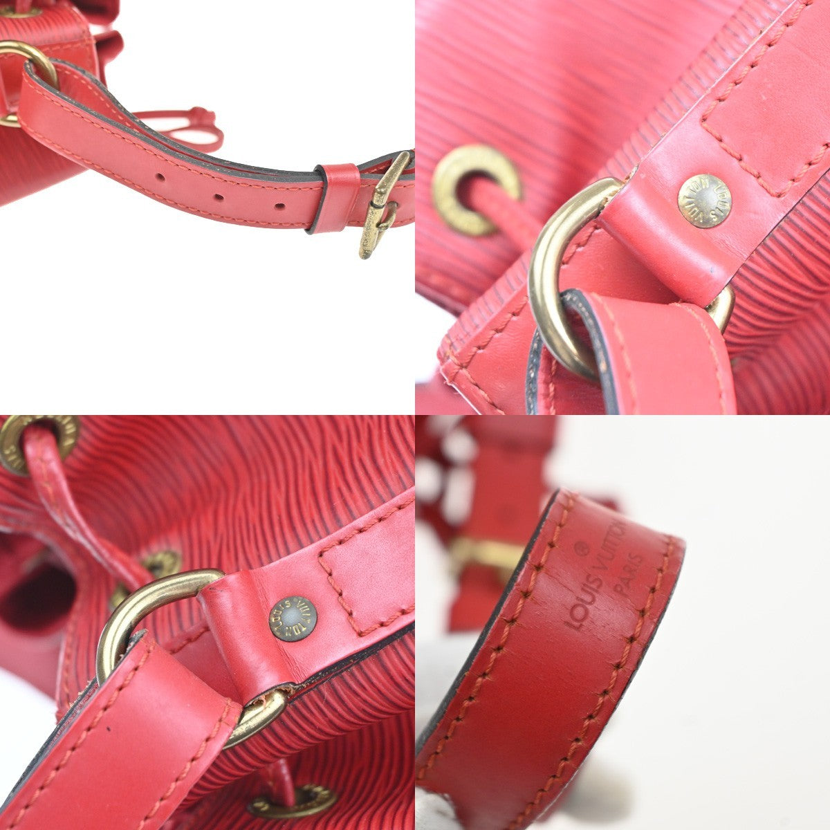 LOUIS VUITTON Petit Noe Drawstring Shoulder Bag Epi Leather Red M44107 82CA882