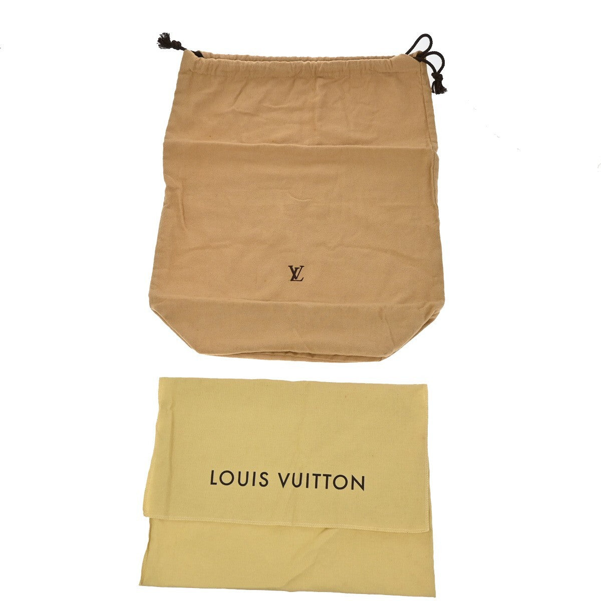 LOUIS VUITTON Logo 10 Set Dust Bag Drawstring Canvas Cotton Beige Brown 09EE145