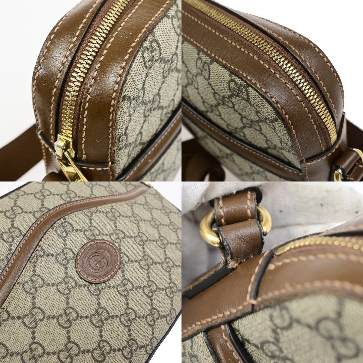 GUCCI GG Pattern Crossbody Shoulder Bag Supreme Leather Brown GHW Italy 96YJ268