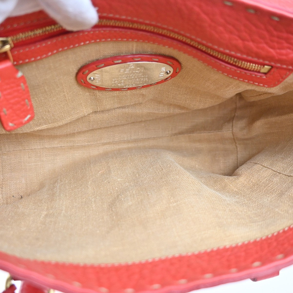 10.Live FENDI Logo Selleria Mini Linda Hand Bag Leather Red GHW Italy 31MA128