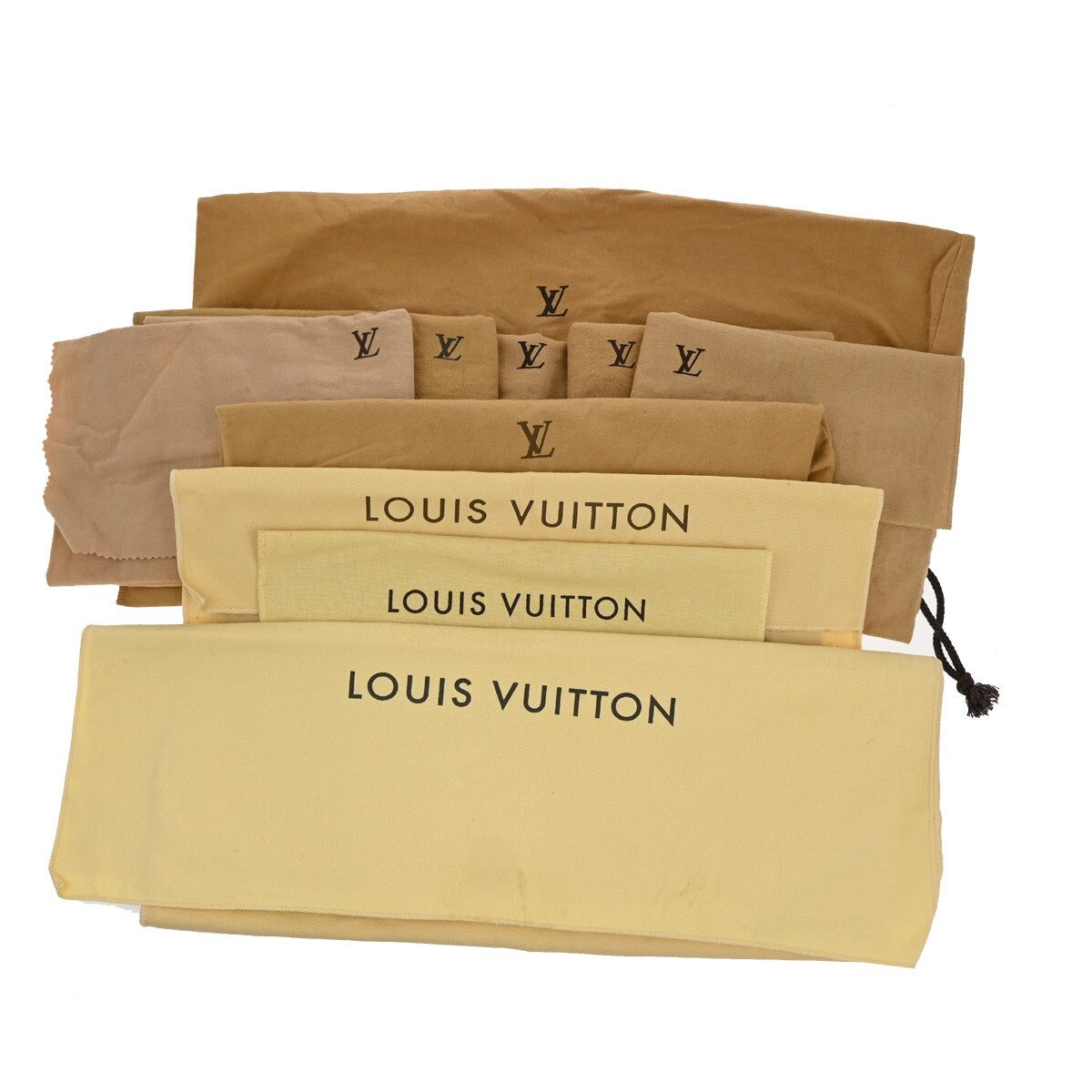 LOUIS VUITTON Logo 10 Set Dust Bag Drawstring Canvas Cotton Beige Brown 09FB552