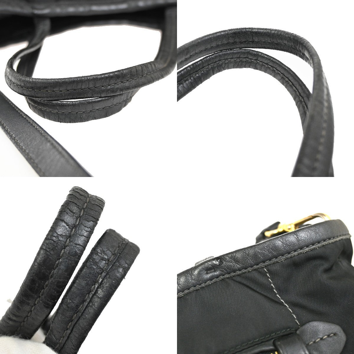 PRADA Logo Tessuto 2Way Shoulder Hand Bag Nylon Leather Black GHW 30YJ187