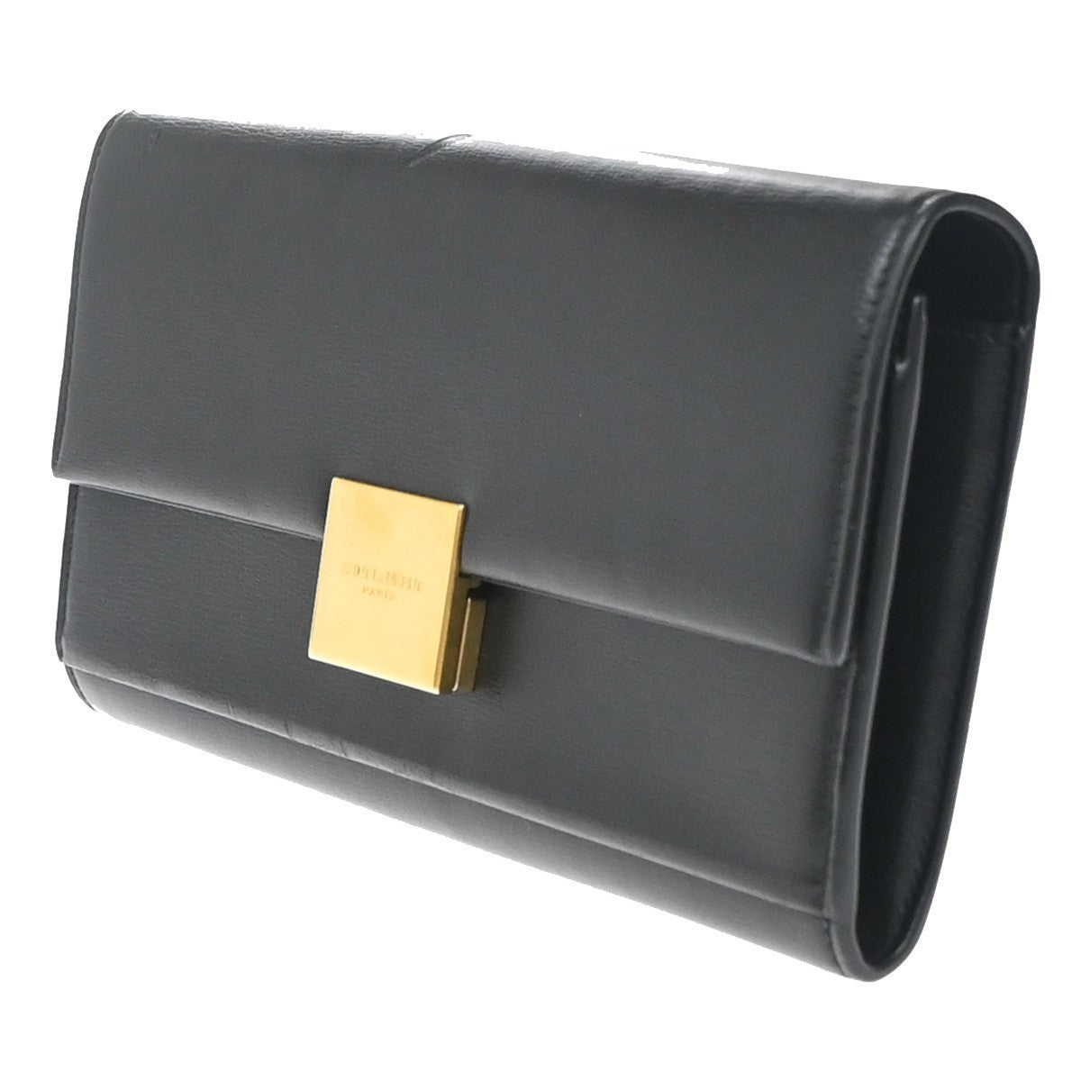 SAINT LAURENT YSL Logo Bifold Long Wallet Leather Black GHW Italy 68KP489