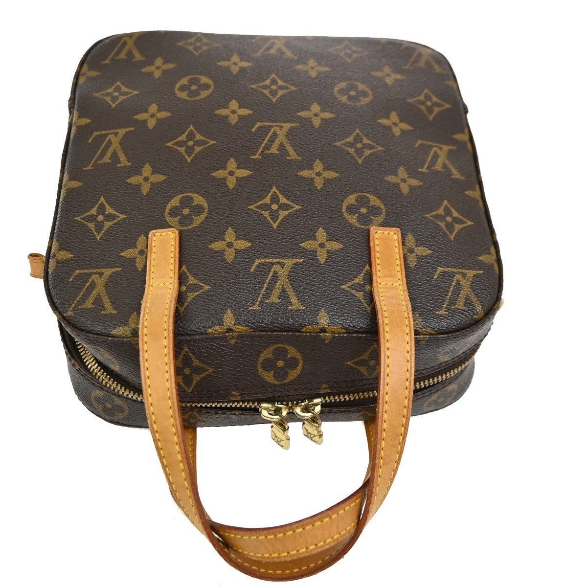LOUIS VUITTON Logo Spontini Hand Bag Monogram Leather Brown M47500 87KC234