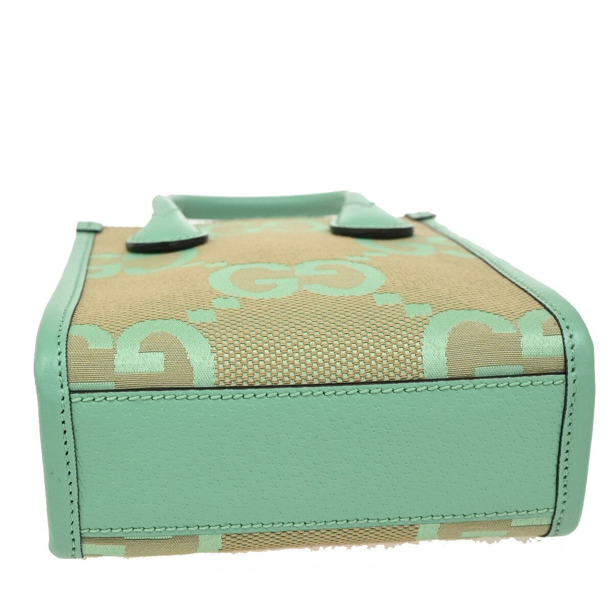 GUCCI Logo Jumbo GG 2Way Mini Shoulder Hand Bag Canvas Green Beige GHW 603RL158