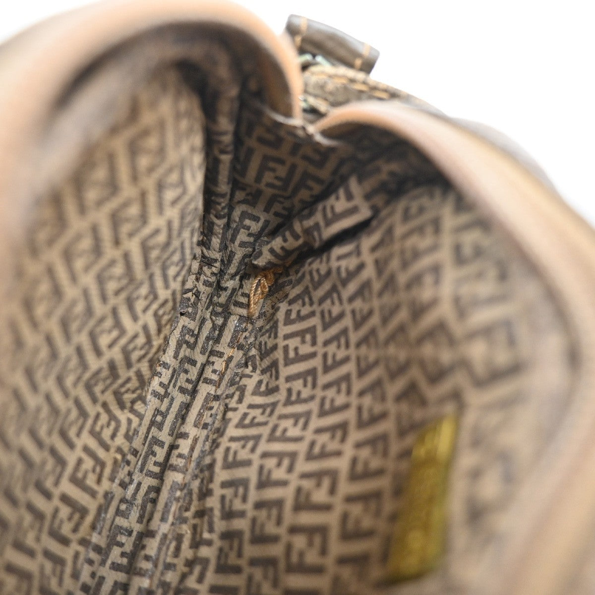 FENDI Logo Zucca Pattern Mini Shoulder Bag Coating Canvas Leather Brown 04EF988