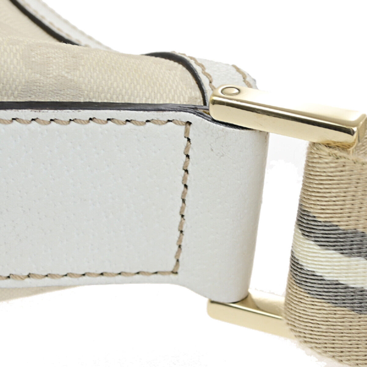 GUCCI Logo Sherry GG Pattern Shoulder Bag Canvas Leather Beige GHW 36YG781
