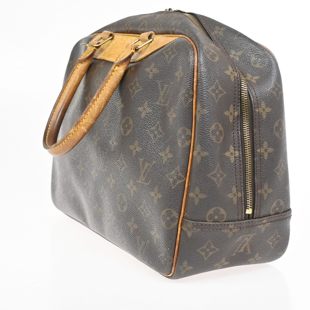 LOUIS VUITTON LV Logo Deauville Hand Bag Monogram Leather Brown M47270 37YH878