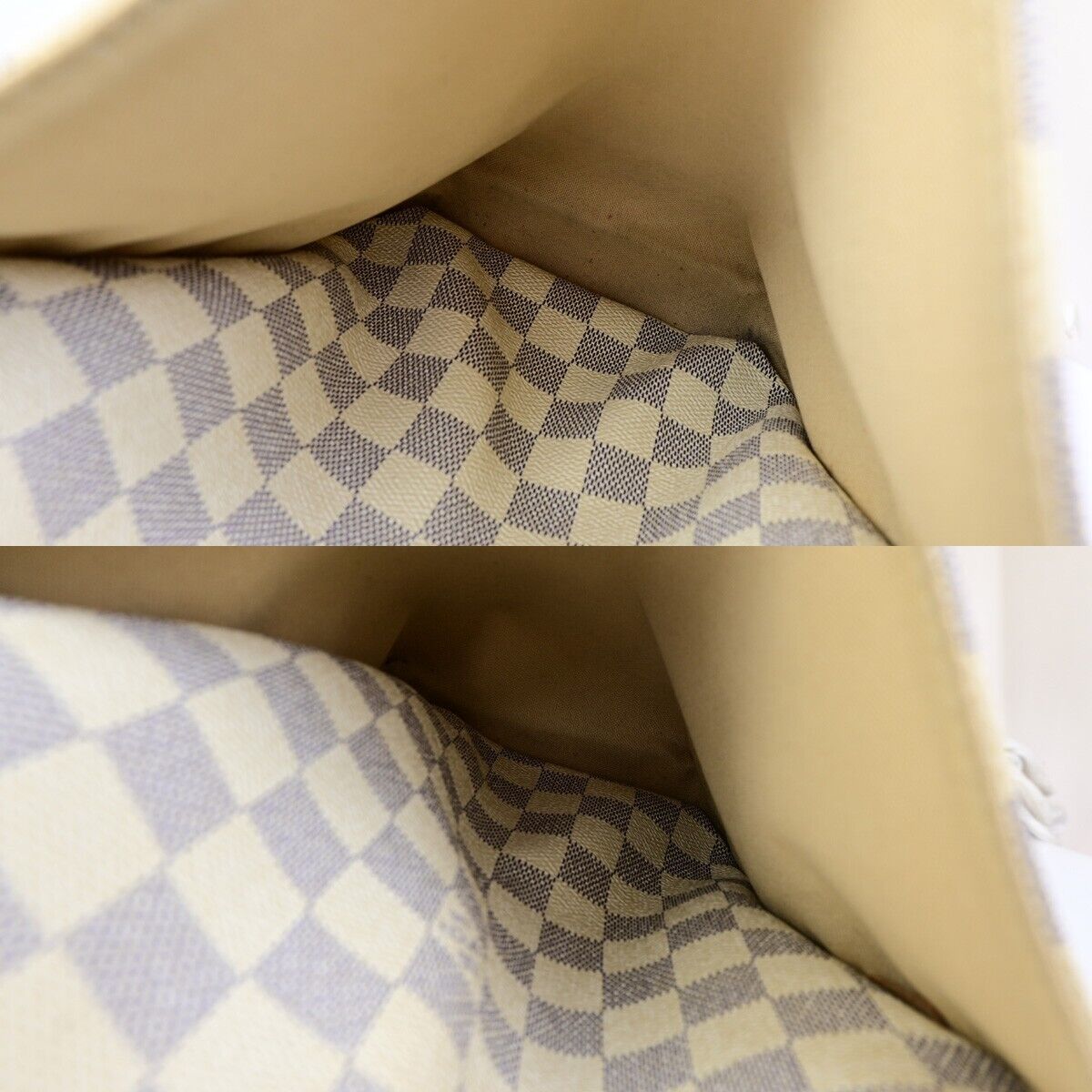 LOUIS VUITTON Totally MM Shoulder Bag Damier Azur Leather White N51262 18ED217
