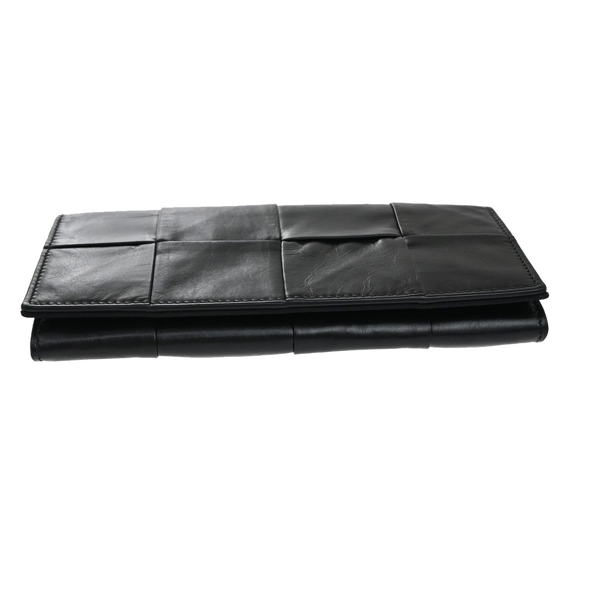 BOTTEGA VENETA Cassette Intrecciato Bifold Long Wallet Leather Black 83RF856
