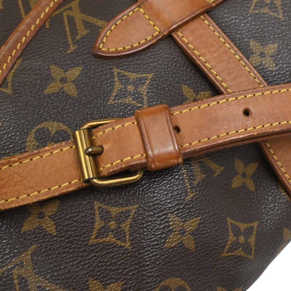LOUIS VUITTON Logo Saumur 30 Shoulder Bag Monogram Leather Brown M42256 69YJ054