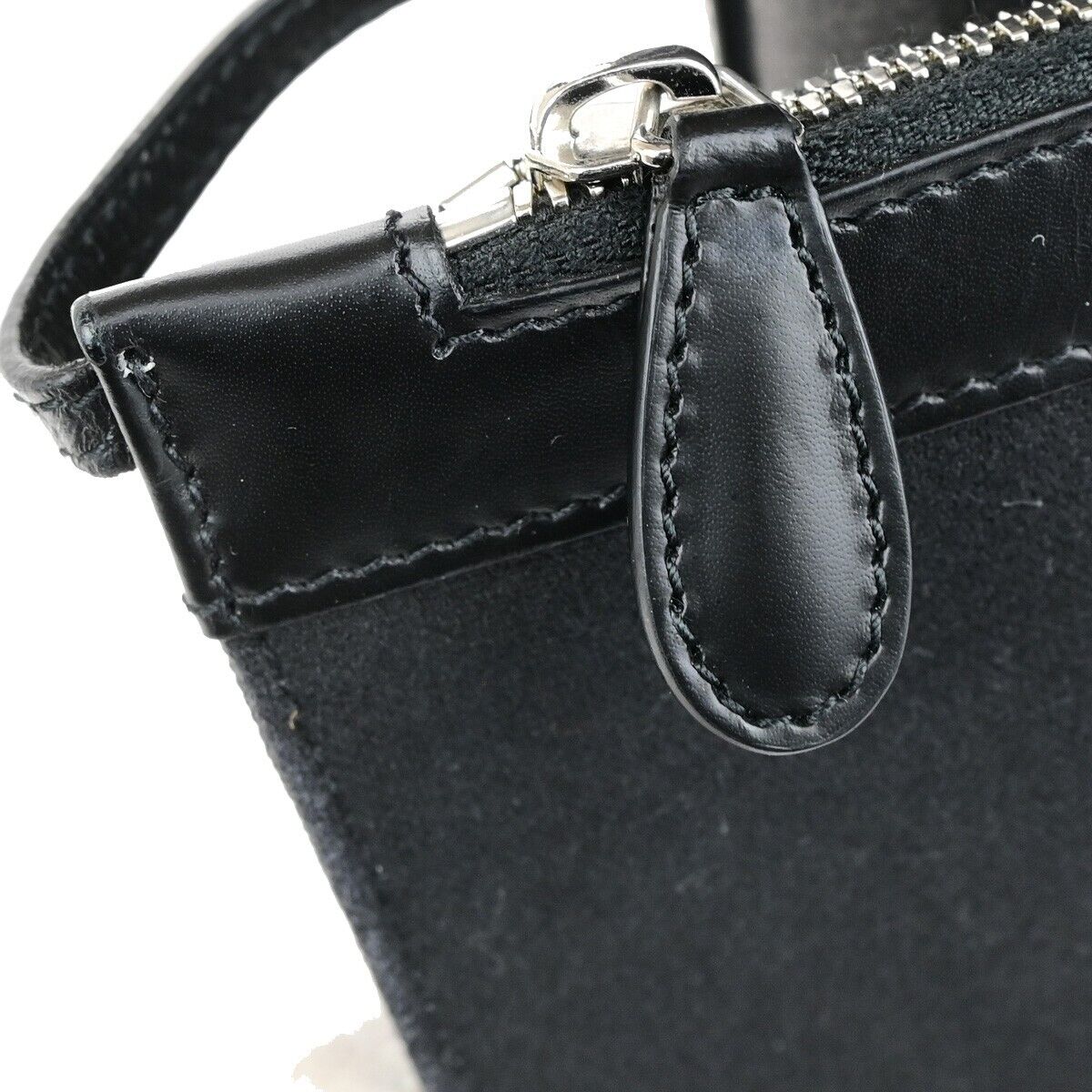 BALENCIAGA Navy Cabas S Hand Tote Bag Canvas Leather Black SHW Italy 32ED210