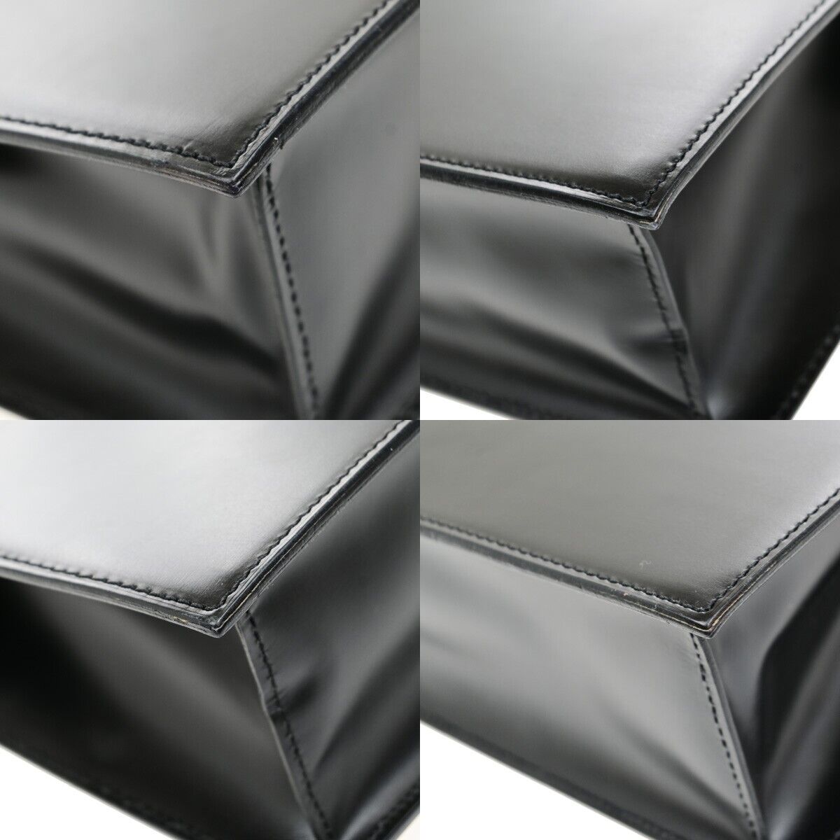 CARTIER Logo Panther Shoulder Hand Bag Leather Black GHW Made In Italy 34YG991
