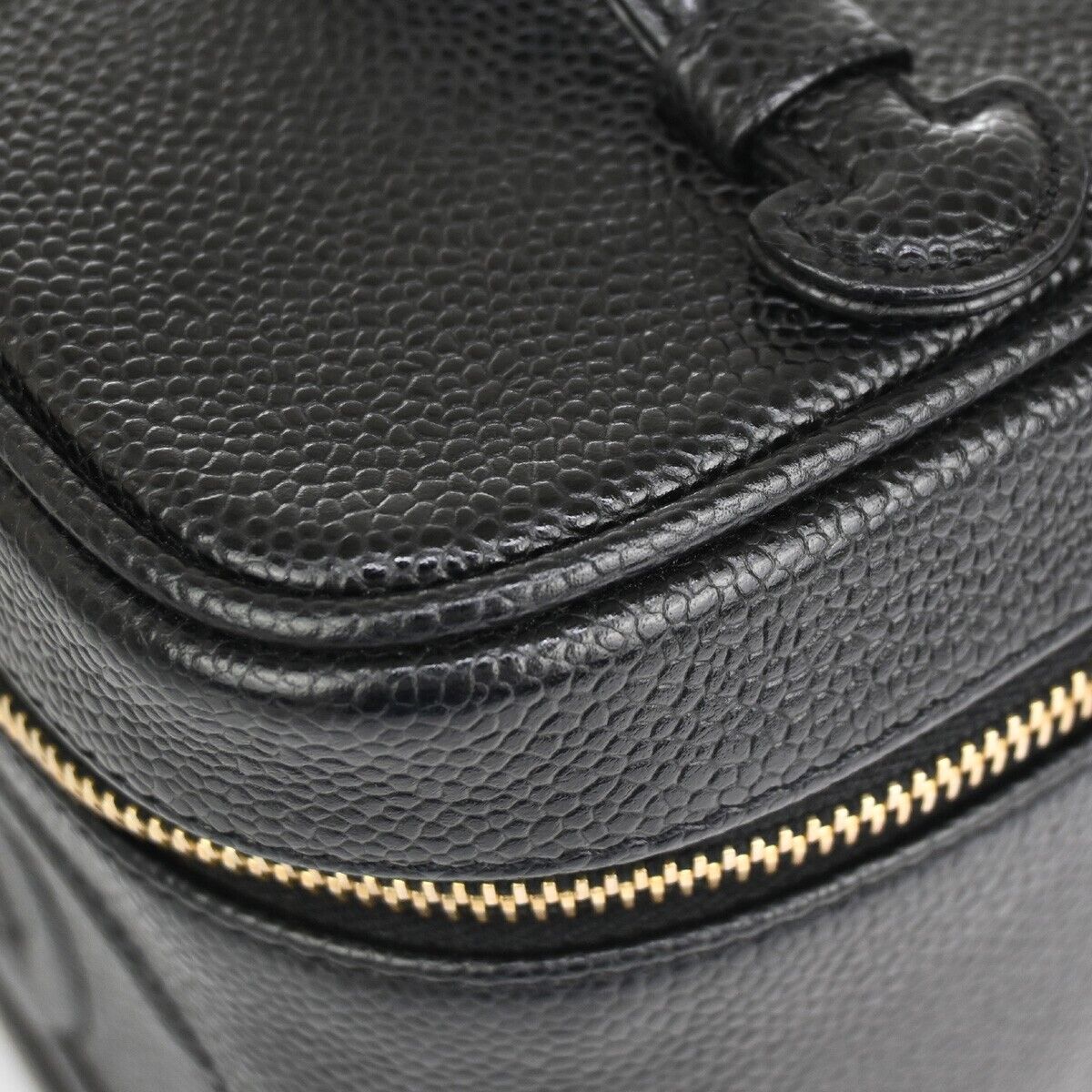 CHANEL CC Logo Vanity Cosmetic Hand Bag Caviar Skin Leather Black GHW 660RJ644