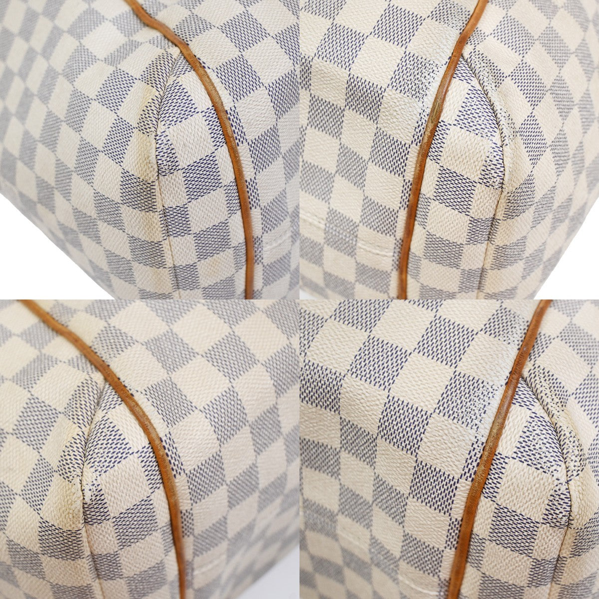 LOUIS VUITTON Totally MM Shoulder Bag Damier Azur Leather White N51262 76ZA274