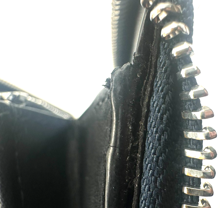 LOEWE Logo Anagram Repeat Long Zipper Wallet Embossed Leather Blue Navy 61KD063