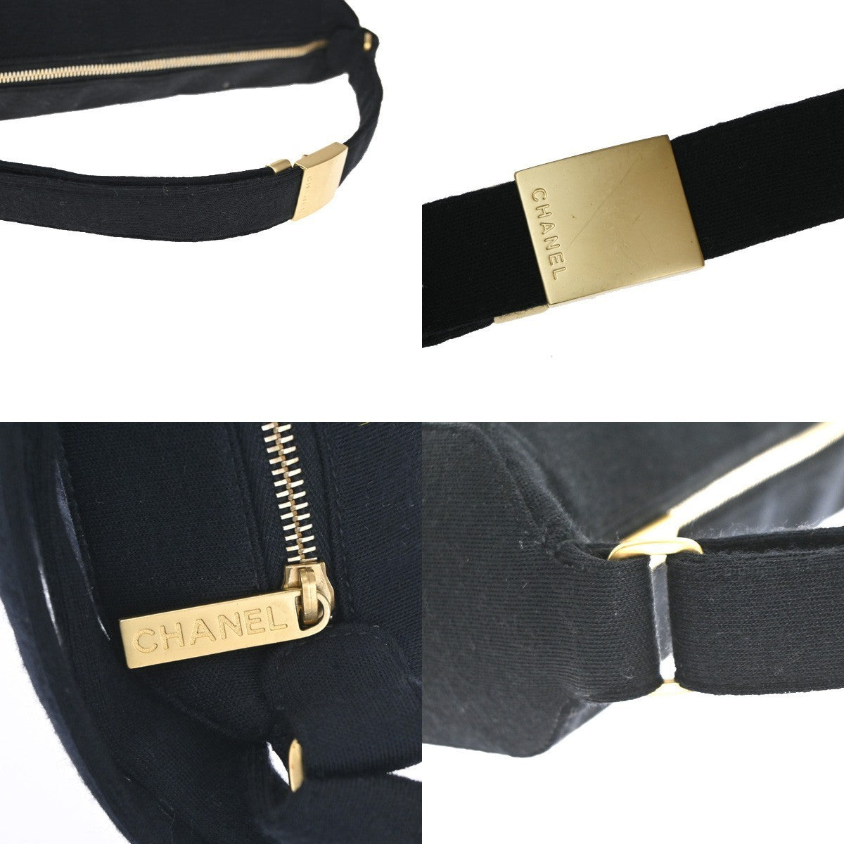 CHANEL CC Chocolate Bar Shoulder Hand Bag Canvas Black GHW 70RL791