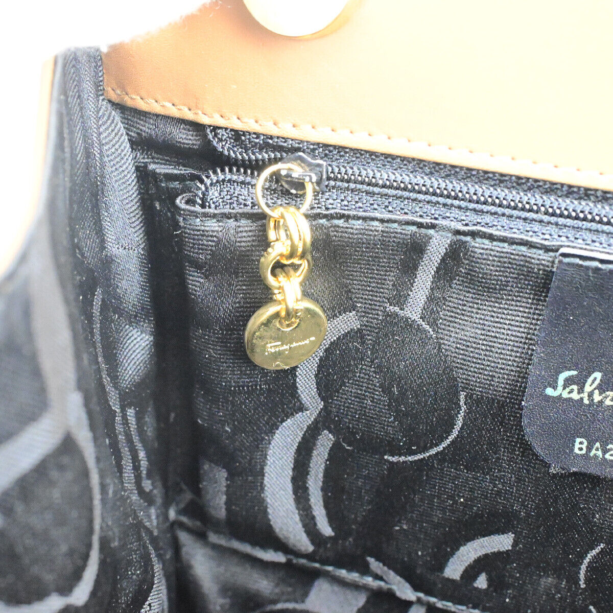 SALVATORE FERRAGAMO Vara 2Way Shoulder Hand Bag Canvas Leather Brown GHW 38YG594