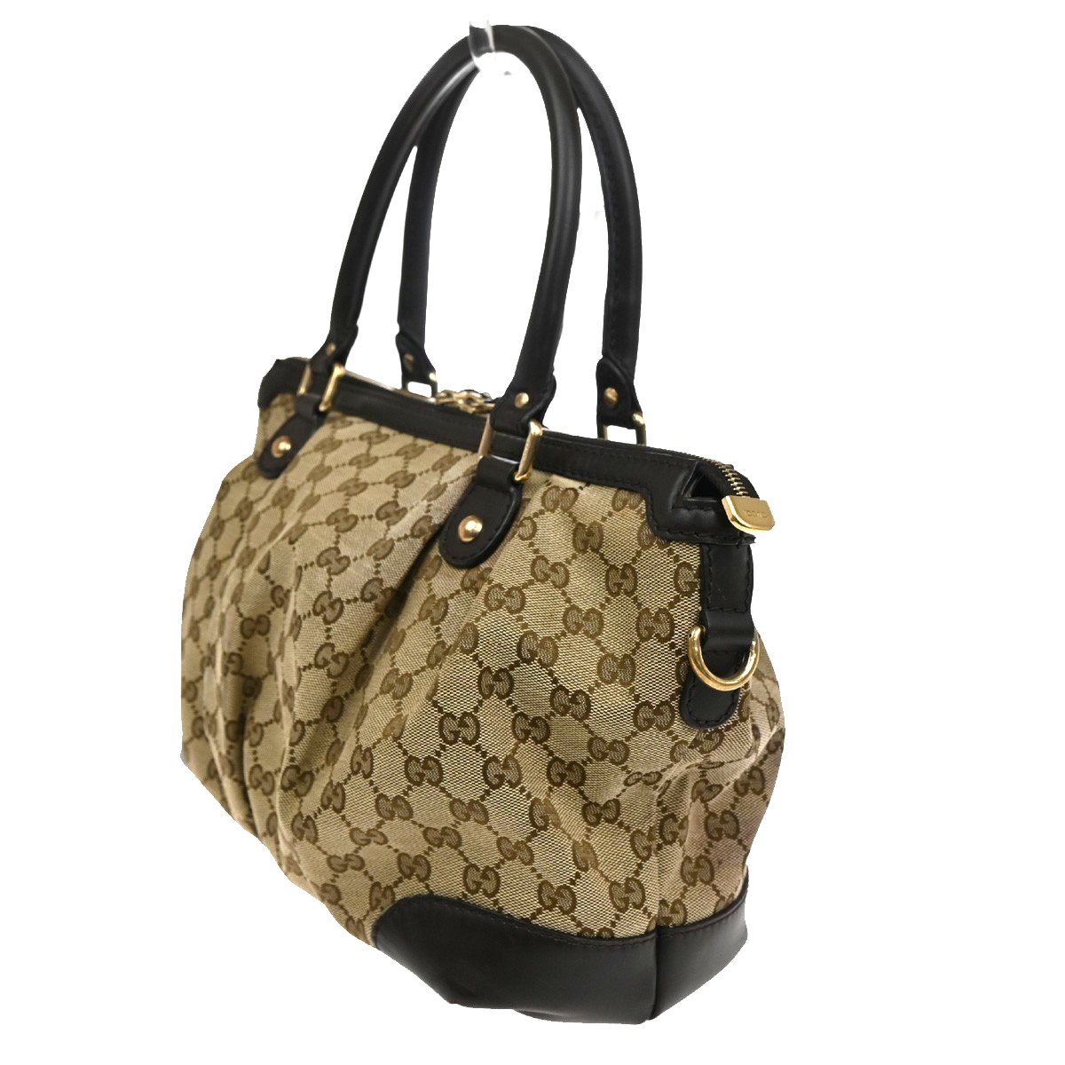 Gucci GG Logo Sukey Tote Hand bag Canvas leather Brown GHW Italy 88CA381