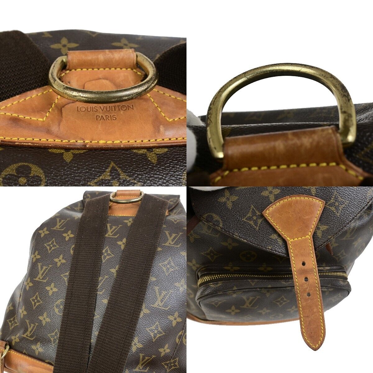 LOUIS VUITTON Montsouris GM Backpack Bag Monogram Leather Brown M51135 71FB219