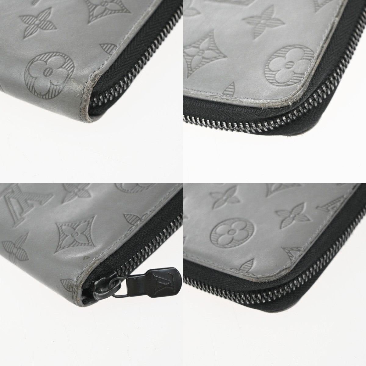 LOUIS VUITTON Vertical Zippy Wallet Monogram Shadow Guri Gray M81384 35EG389