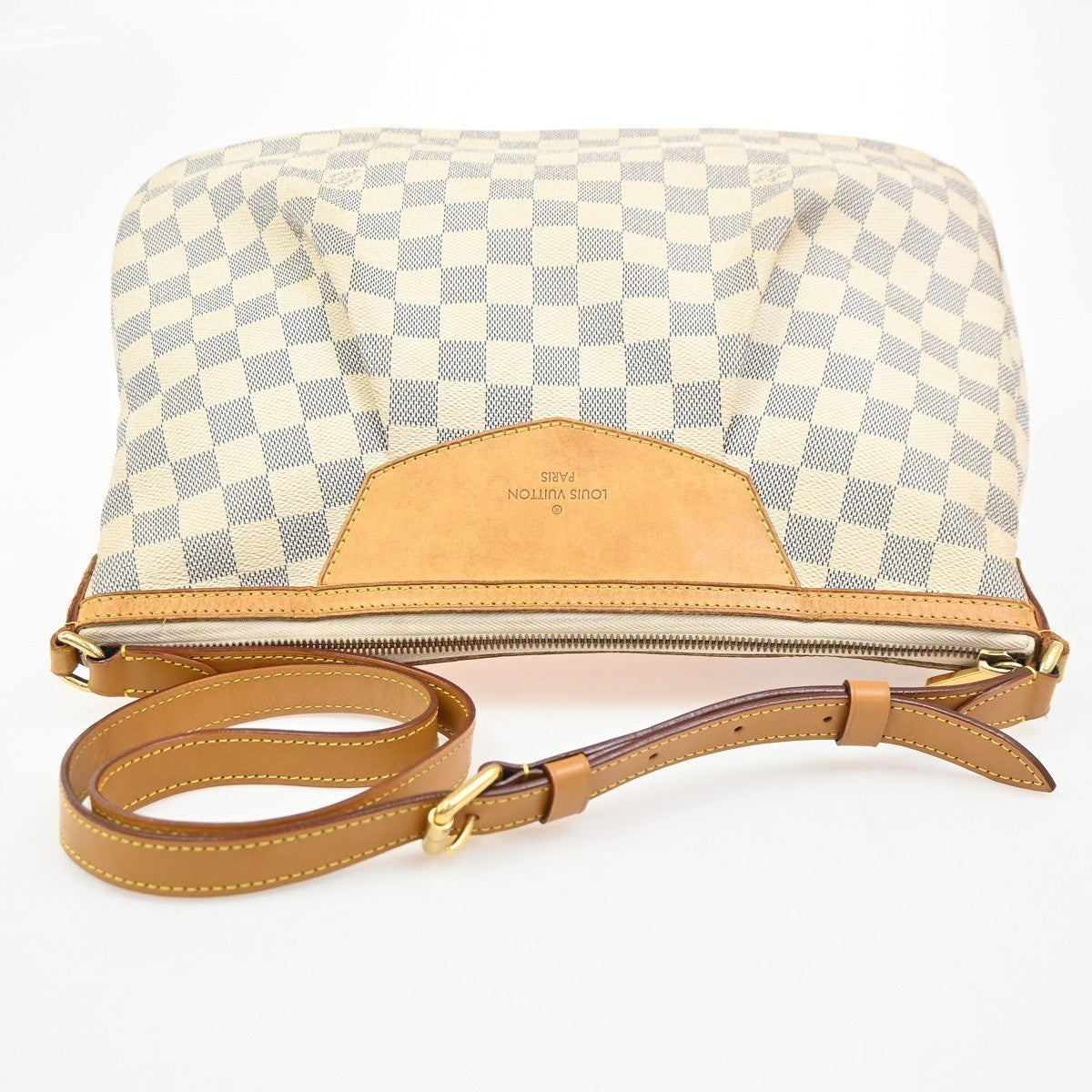 LOUIS VUITTON Siracusa PM Shoulder Bag Damier Azur Leather White N41113 99TA716