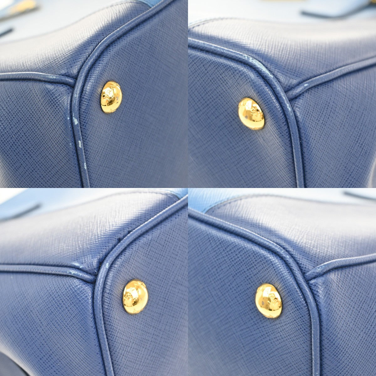 PRADA MILANO Logo 2Way Shoulder Hand Bag Saffiano Leather Blue GHW Italy 91EG070