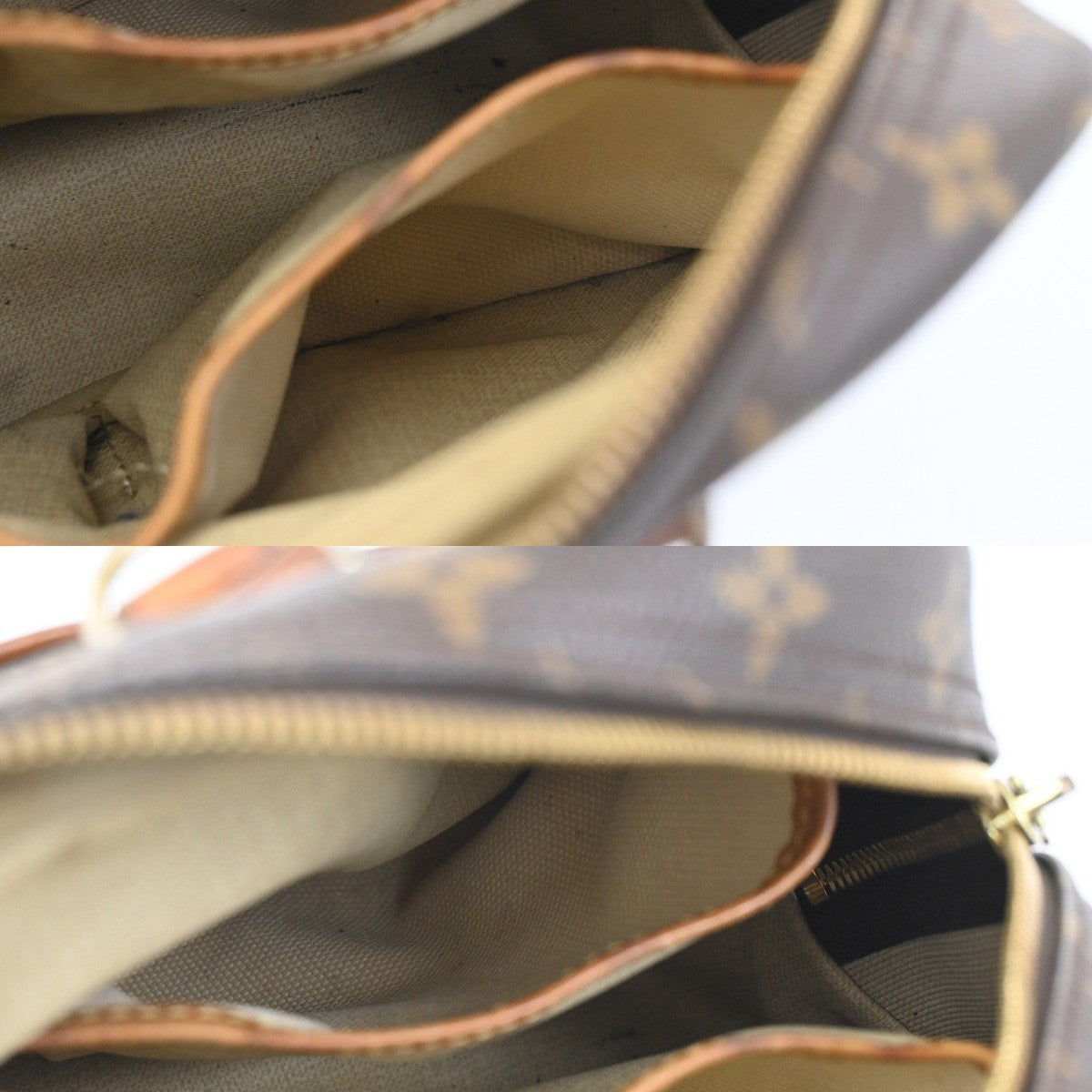 LOUIS VUITTON LV Logo Trouville Hand Bag Monogram Leather Brown M42228 30CA542