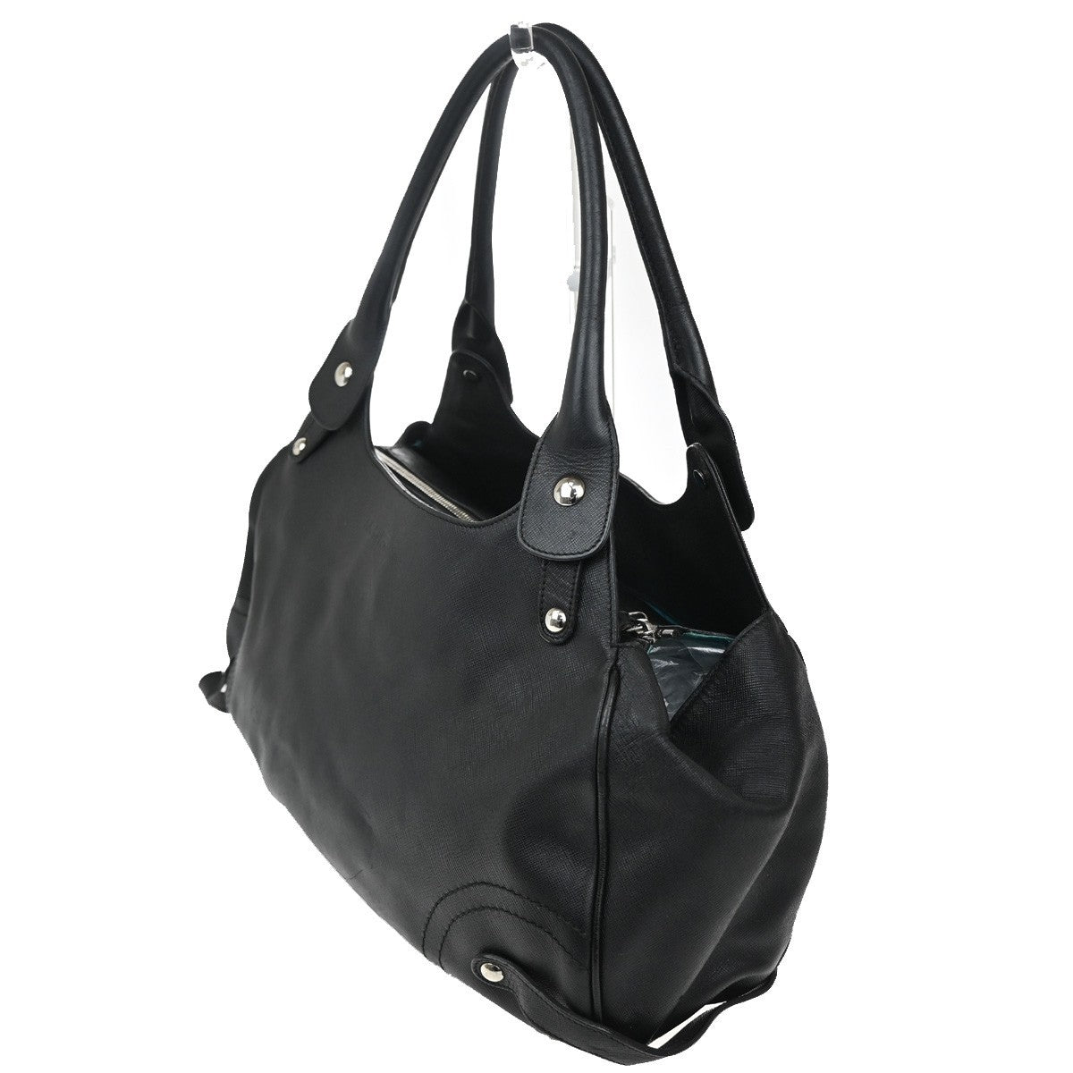 SALVATORE FERRAGAMO Gancini Shoulder Hand bag Leather Black Italy SHW 02TA394