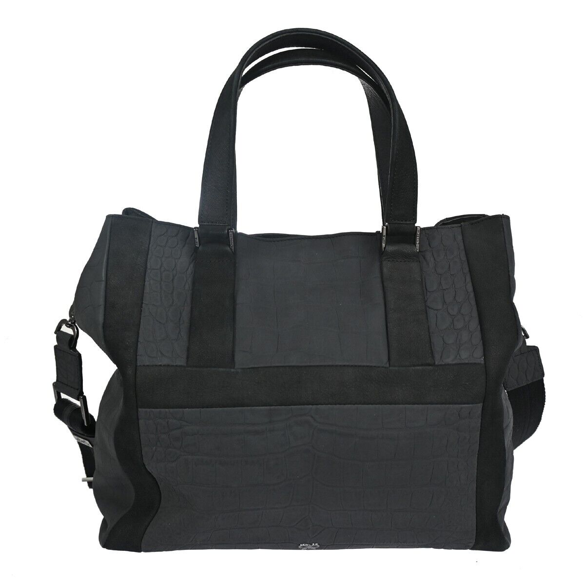 ANYA HINDMARCH Logo 2Way Shoulder Hand Bag Embossing Suede Leather Black 05DA069