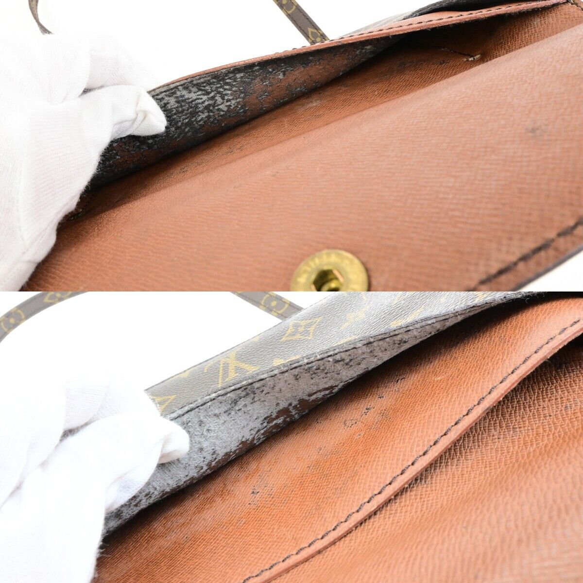 LOUIS VUITTON Double Rabat Shoulder Bag Monogram Leather Brown M51815 36FB517