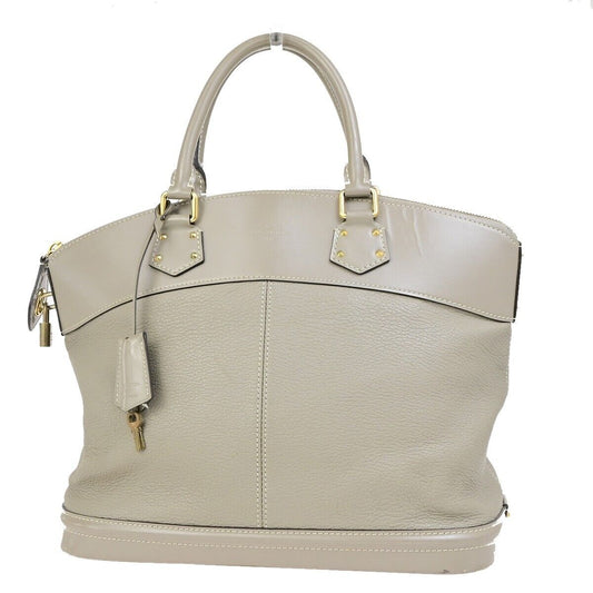 LOUIS VUITTON LV Logo Lockit Hand Bag Suhali Leather Gray GHW M91790 89ED054
