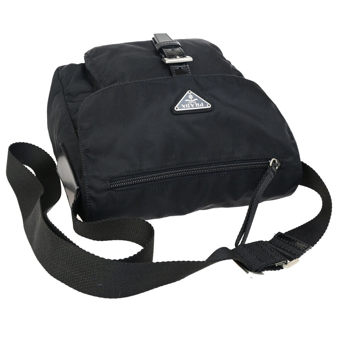 PRADA Logo Tessuto Shoulder Bag Nylon Leather Black SHW Italy 35YG487