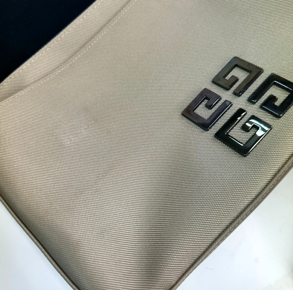 GIVENCHY 4G Logo  Hand Bag With Pouch Nylon Leather Beige SHW Japan 06CA843