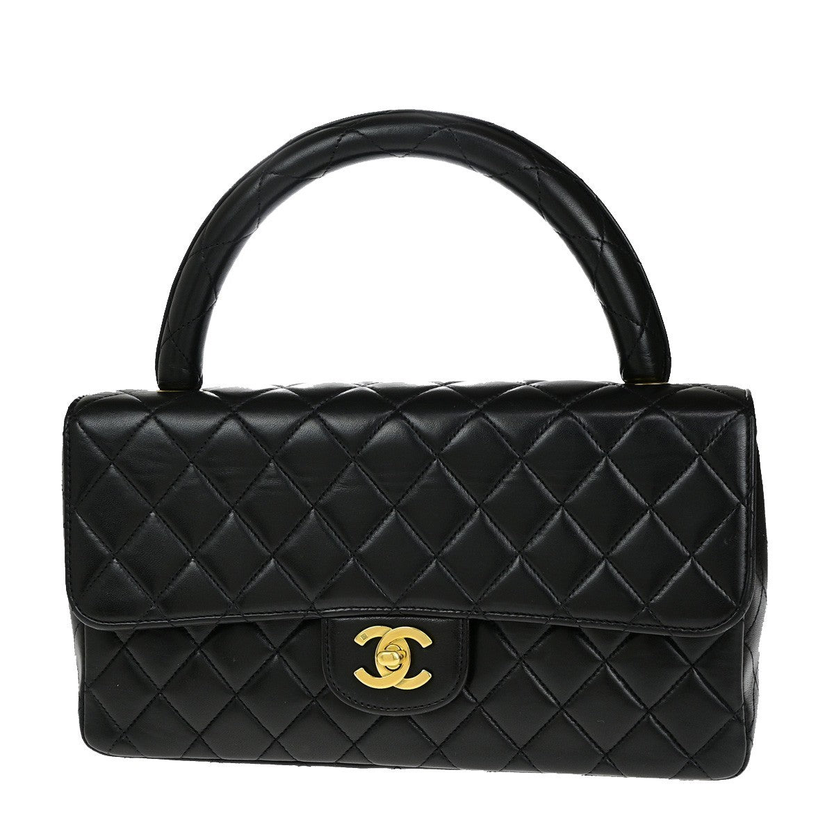 CHANEL CC Matelasse 25 Hand Bag Lambskin Leather Black GHW Vintage 805RK853