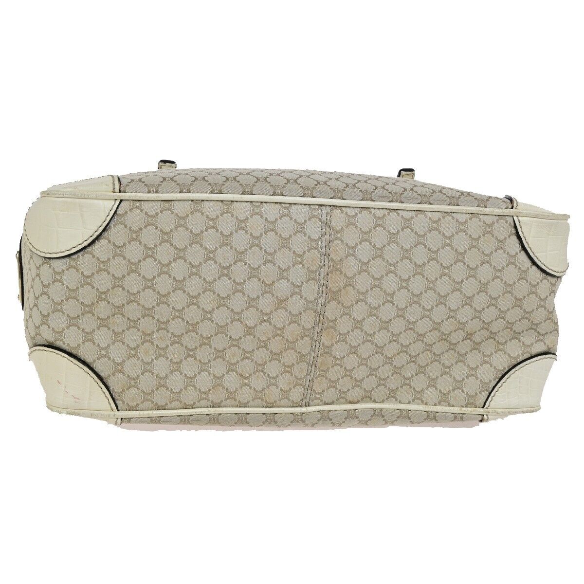 CELINE Logo Boogie Macadam Hand Bag Leather Canvas Beige Italy 67FB204