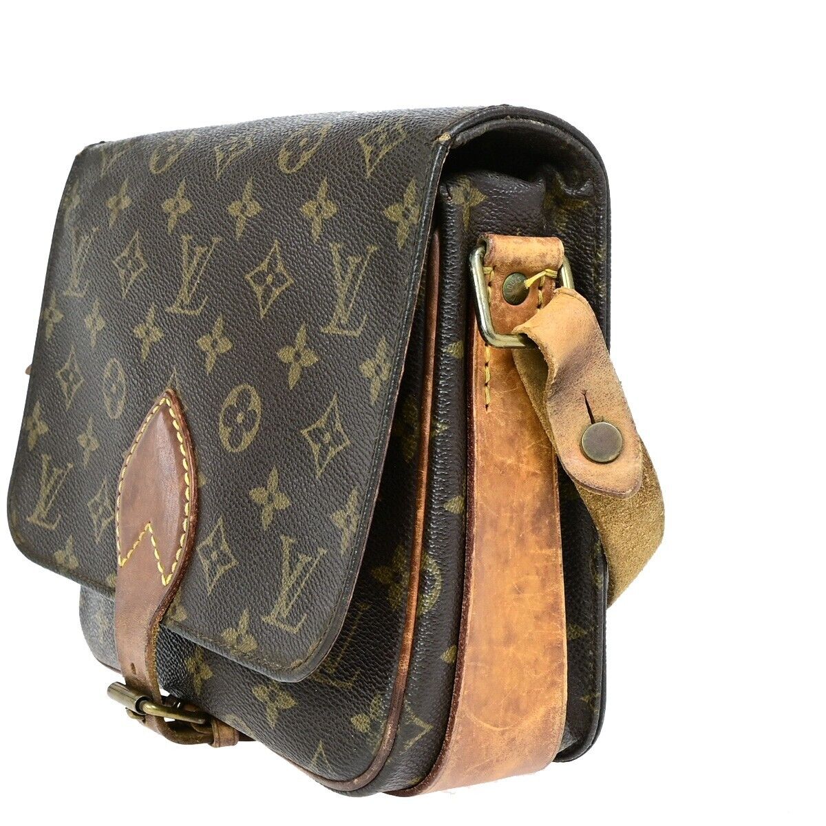 LOUIS VUITTON Cartouchiere MM Shoulder Bag Monogram Leather Brown M51253 68HC030