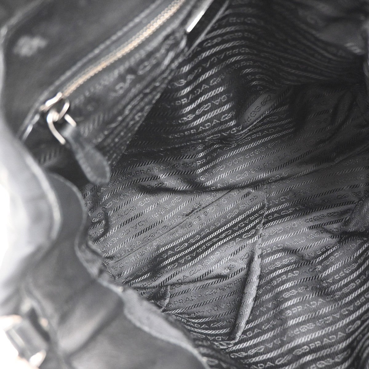 PRADA Tessuto  Gaufre 2Way Shoulder Hand Bag Nylon Leather Black SHW 86YJ140
