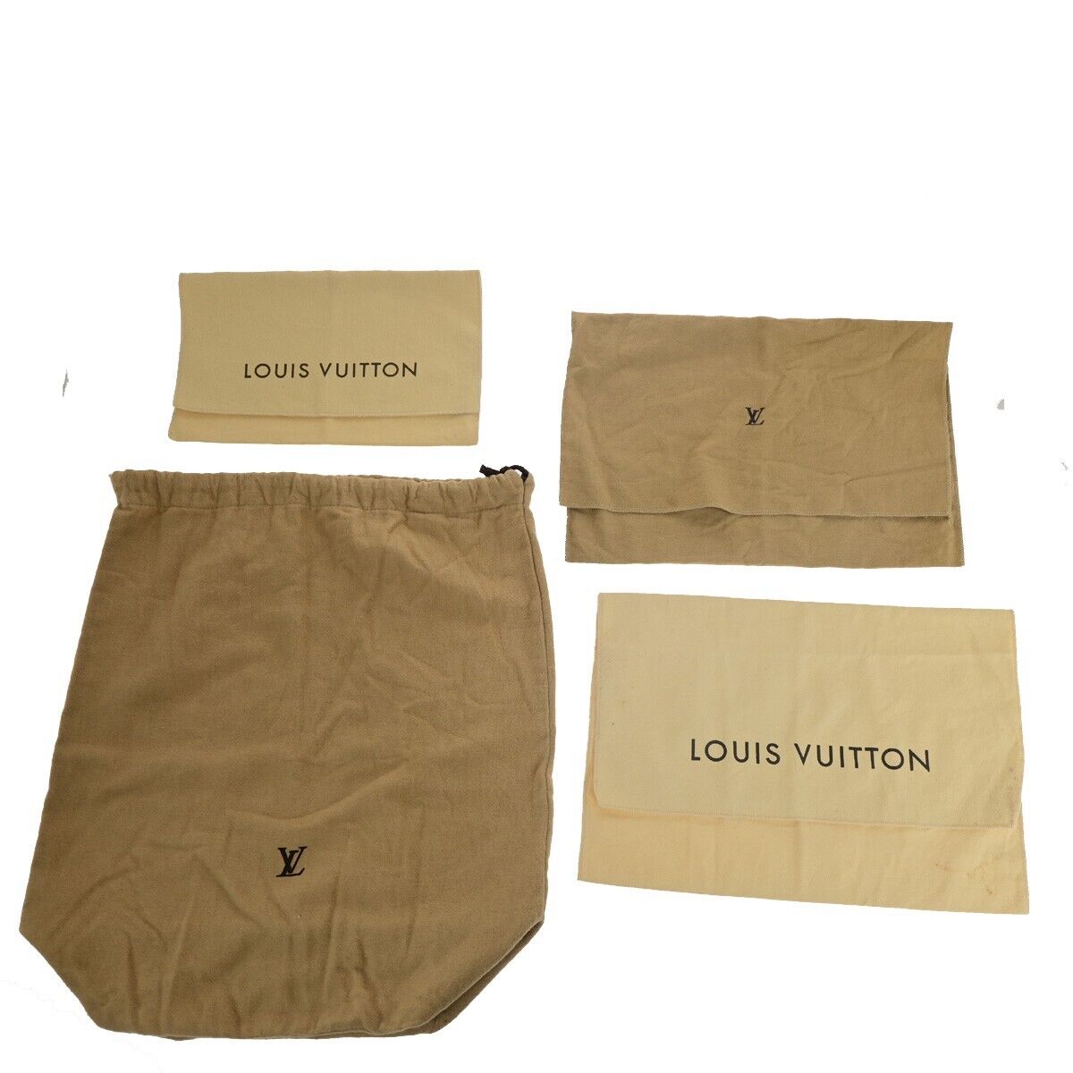 LOUIS VUITTON Logo 10 Set Dust Bag Drawstring Canvas Cotton Beige Brown 08SJ059