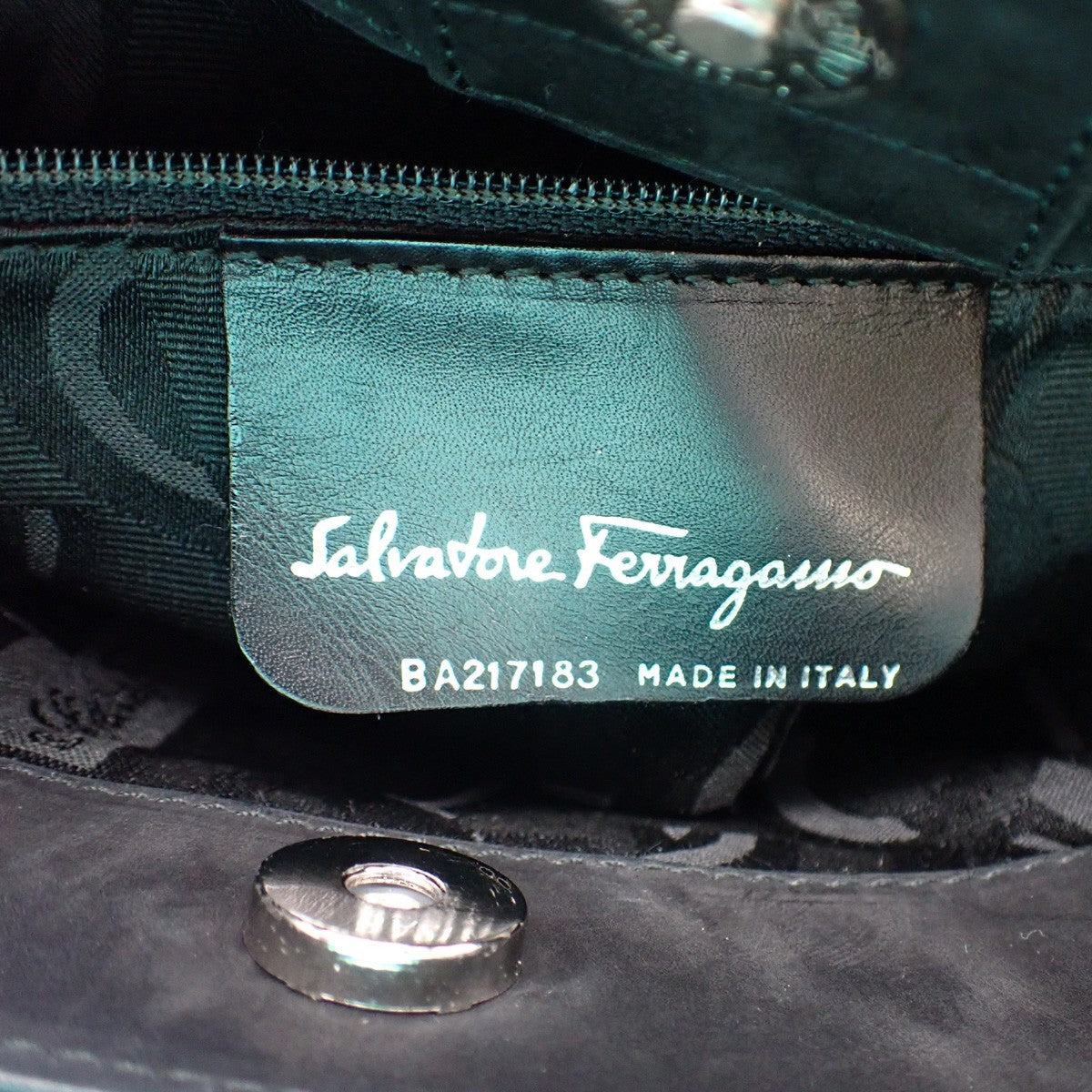 SALVATORE FERRAGAMO Logo Vara Mini Hand Bag Suede Leather Black 69EF367