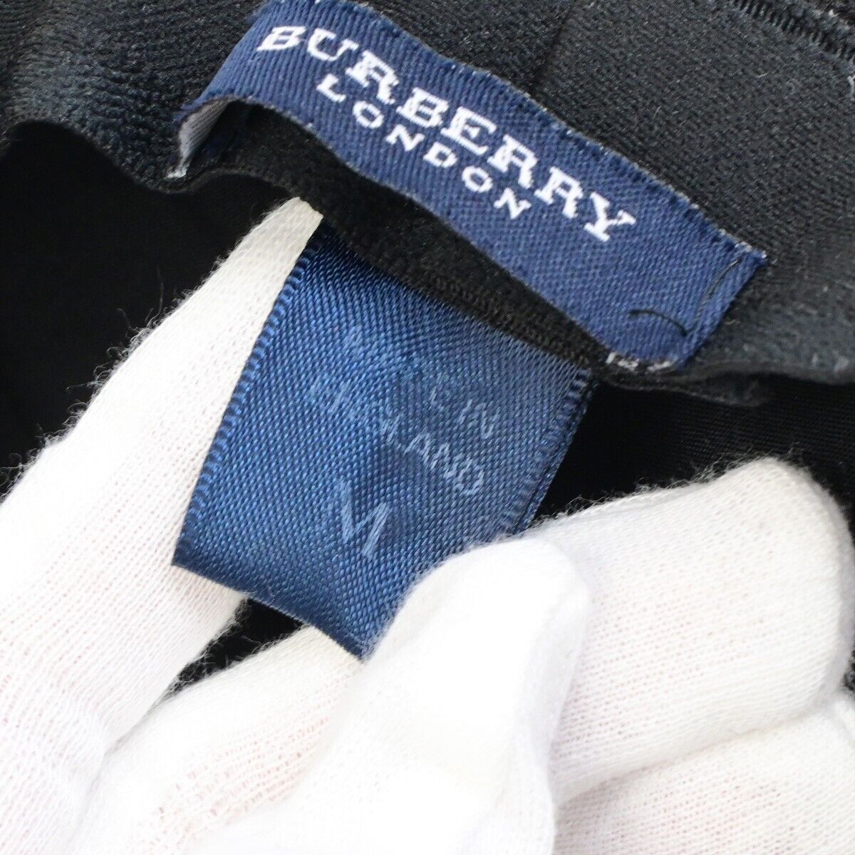 BURBERRY LONDON Logo Nova Check Bucket Hat #M Wool Cotton Leather Black 04KA570