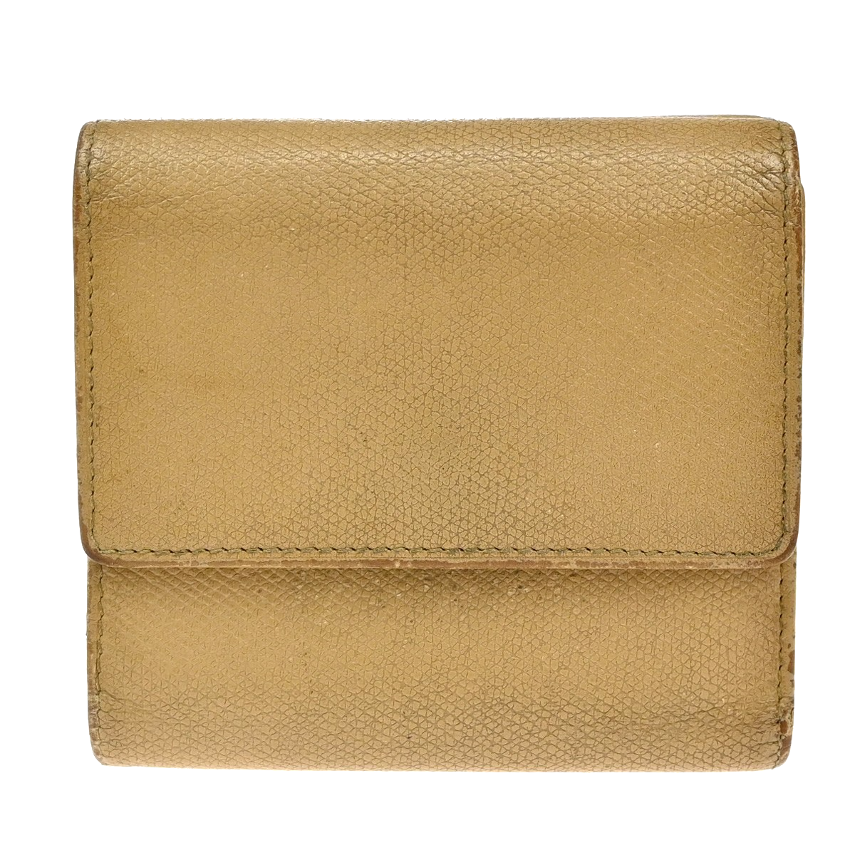 CHANEL CC Logo Trifold Compact Wallet Leather Beige GHW Italy 60KB352