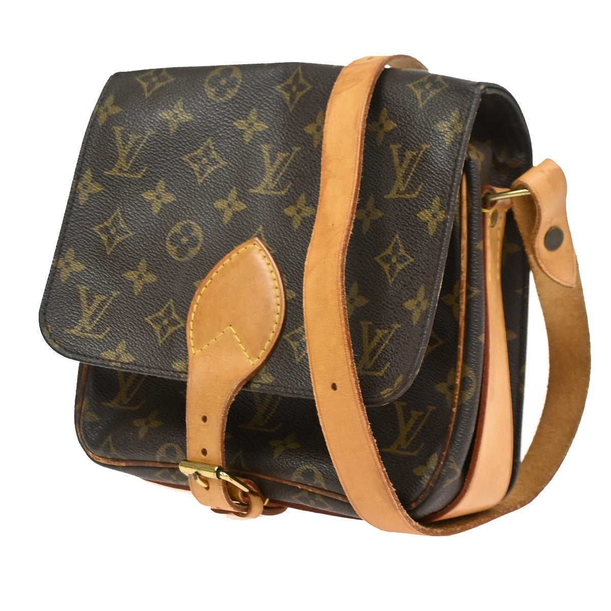 LOUIS VUITTON Cartouchiere MM Shoulder Bag Monogram Leather Brown M51253 78SA065