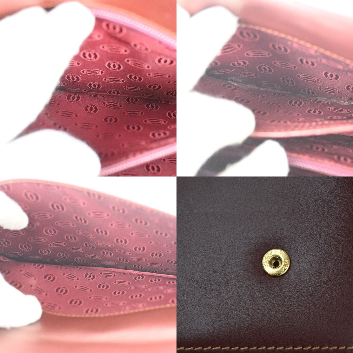CARTIER Must Line Push lock Shoulder Bag  Leather Burgundy Red Italy GHW 36TA553